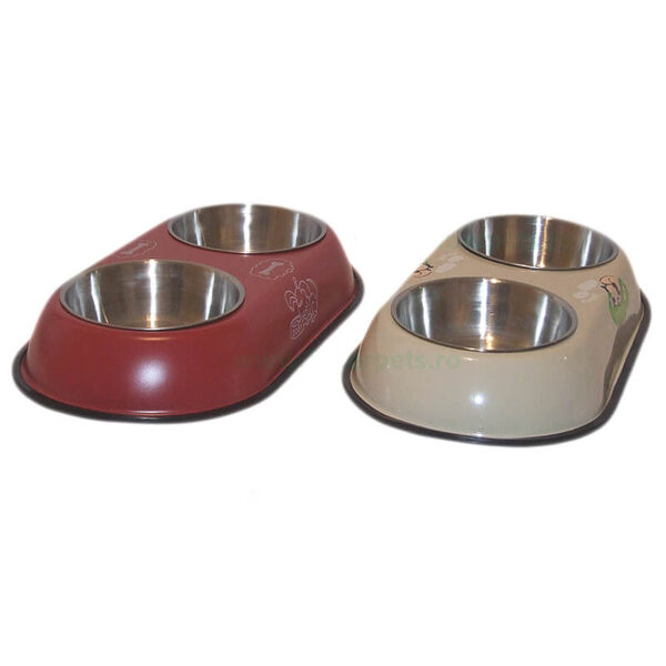 Castron metal dublu cu margine cauciuc 2x0.2 l