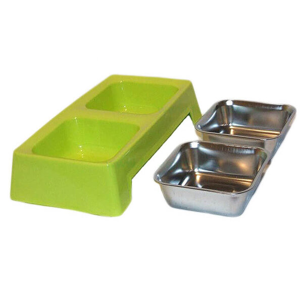 Castron dublu plastic si metal dreptunghiular 2x0.2 l