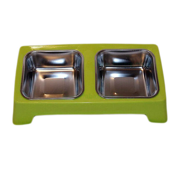 Castron dublu plastic si metal dreptunghiular 2x0.2 l