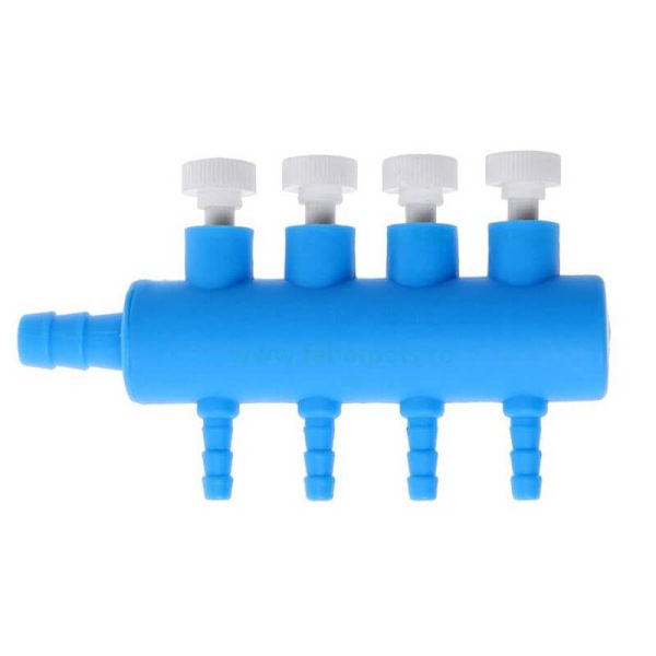 Distribuitor aer din plastic 4 iesiri cu reglare aer