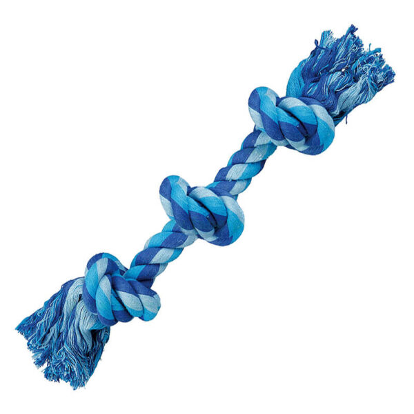 Jucarie funie trei noduri, bumbac 1,5*32 cm