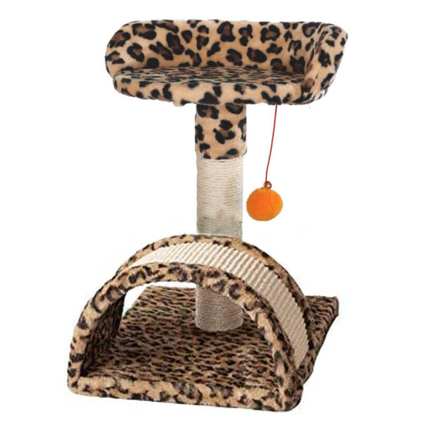Ansamblu de joaca pisici cu platforma si tunel 36*36*45cm leopard