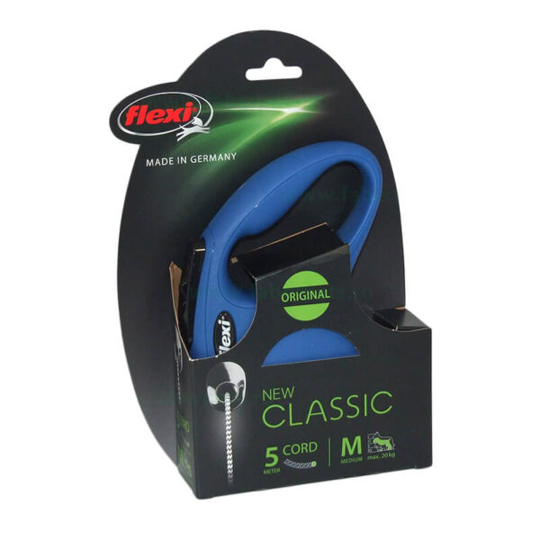 Lesa retractabila FLEXI NEW CLASSIC M cu snur 5 m 20 kg