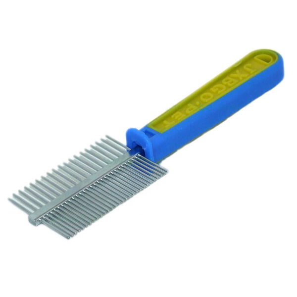 Pieptan dublu cu dinte rar si dens cu maner inscriptionat 21 cm