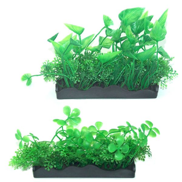 Plante artificiale acvariu cu talpa dreptunghiulara 12*8 cm 3/set