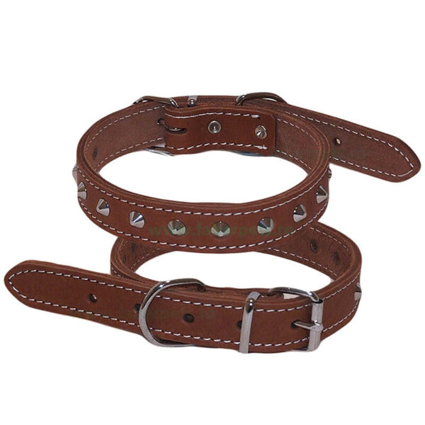 Zgarda din piele cu conuri FABER 2.5x53 cm