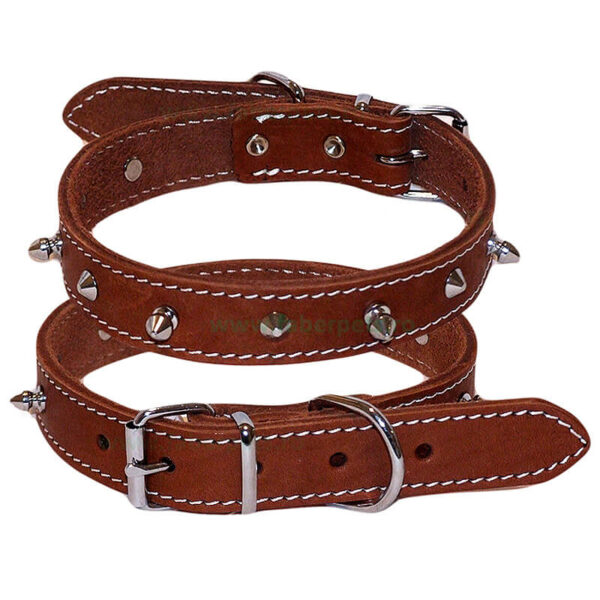 Zgarda din piele cu tepi FABER 3x63 cm