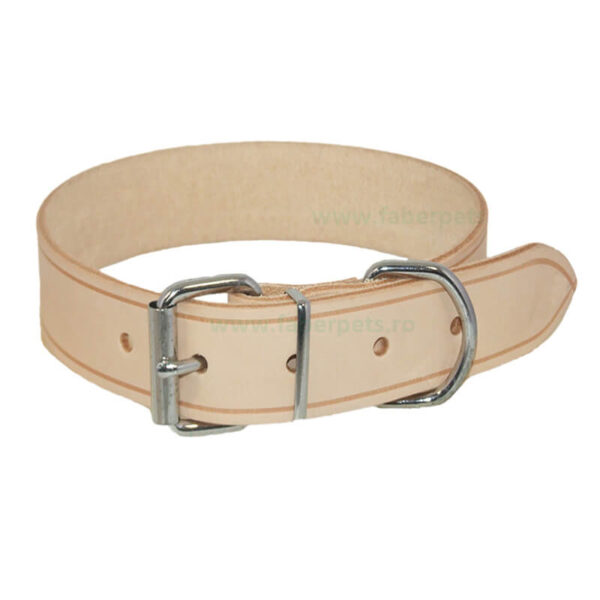 Zgarda din piele HEAVY bej 3.5x80 cm