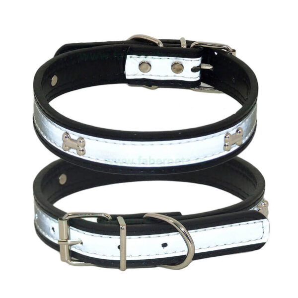 Zgarda piele reflectorizanta cu oscioară 1.5x36 cm