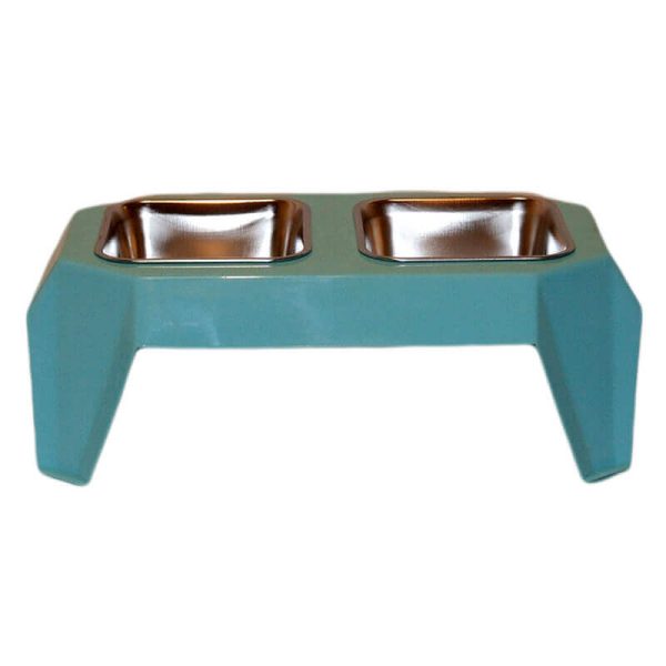 Castron dublu plastic si metal dreptunghiular, inaltat 2x0.2 l
