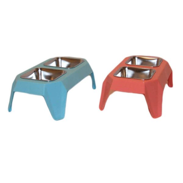 Castron dublu plastic si metal dreptunghiular, inaltat 2x0.2 l
