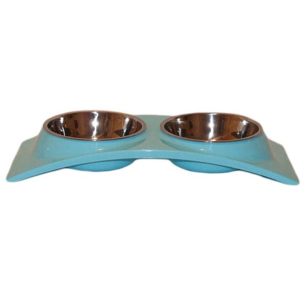 Castron dublu plastic si metal dreptunghiular arcuit 2x0.3 l