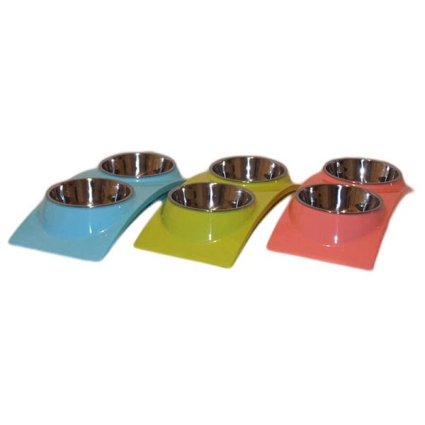 Castron dublu plastic si metal dreptunghiular arcuit 2x0.3 l