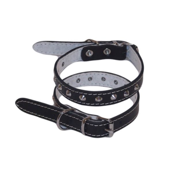 Zgarda din piele cu conuri nr. 0 negru 1,2x36cm