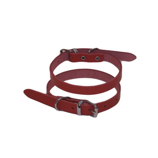 Zgarda din piele nr. 0 simplu rosu 1,2x36cm