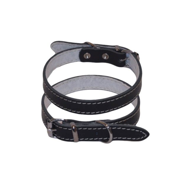 Zgarda din piele cu pasla nr. 2 negru 2x45cm