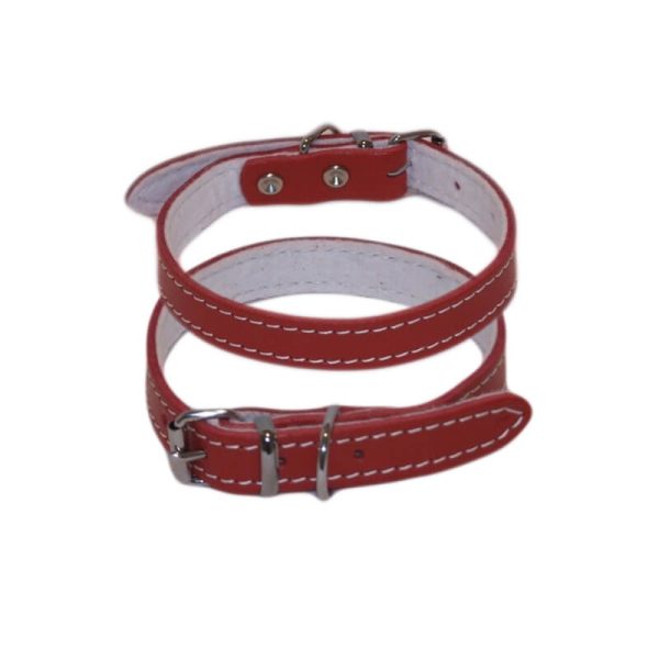 Zgarda din piele cu pasla nr. 1 rosu 1,6x36cm