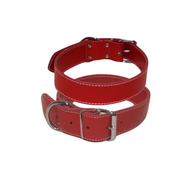 Zgarda din piele nr. 4 simplu rosu 3x60cm