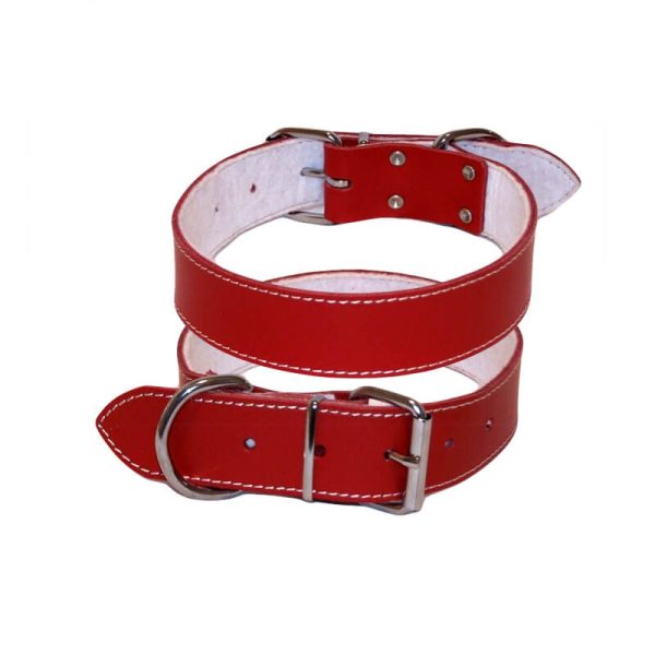 Zgarda din piele cu pasla nr. 4 rosu 3x60cm