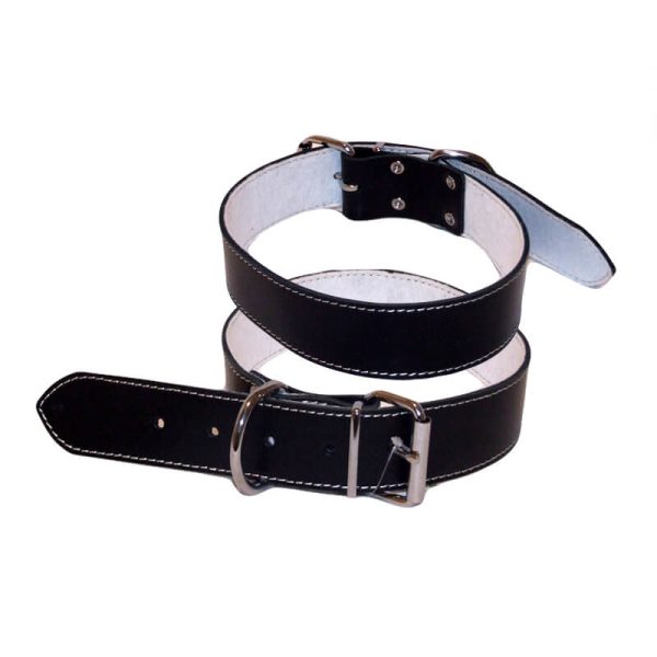Zgarda din piele cu pasla nr. 4 negru 3x60cm