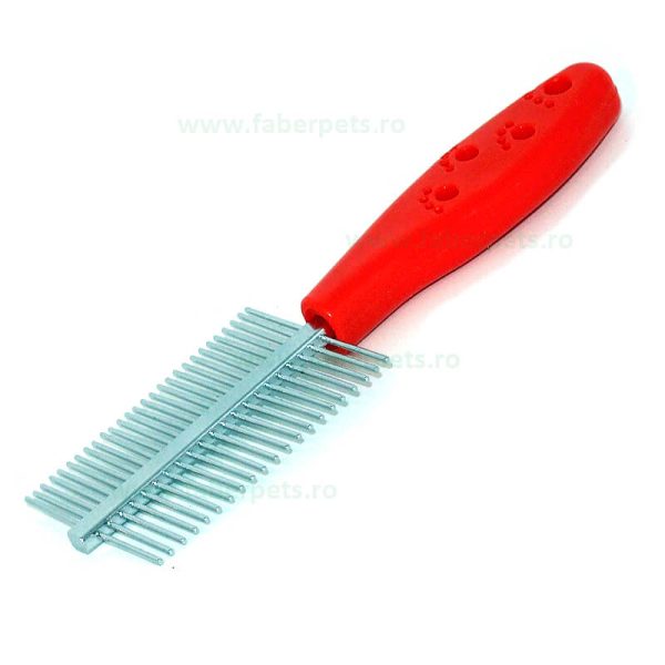 Pieptan dublu cu dinte rar si dens cu maner inscriptionat 5*18 cm