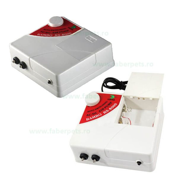 Pompa aer acvariu AC/DC RS-8000 cu 3 iesiri 10 L/min 5W