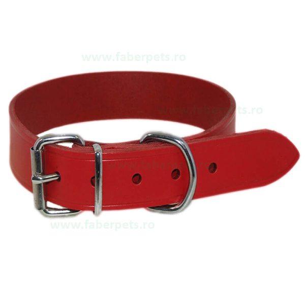 Zgarda din piele HEAVY rosu 4x65 cm