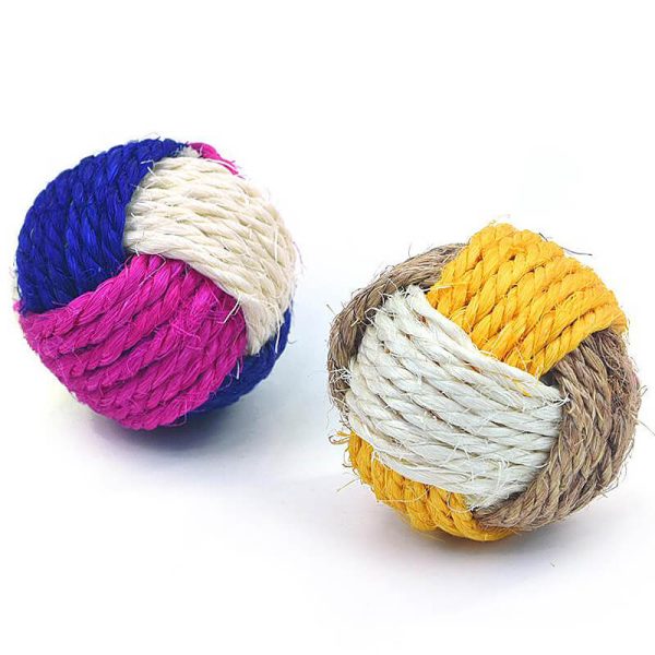 Jucarie pisici minge colorat sisal 6 cm