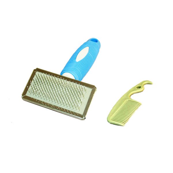 Tesala cu dinti densi si maner cauciuc + pieptan 6 cm