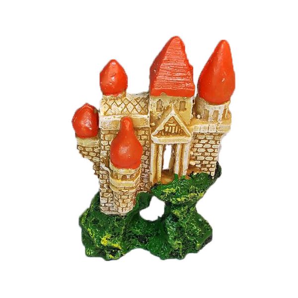 Decor acvariu castel cu 5 turnuri 6*9,5 cm